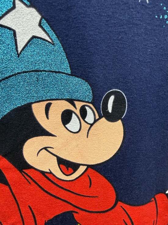 Mint Grail Vintage 90s Disney Fantasia Sorcerer Mickey Mouse Glitter Graphic T-S